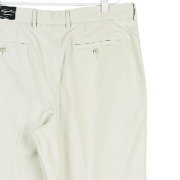 Pebble Beach Men's Performance Straight Flat Front Cream Pants Size 38x32 NWT - Picture 8 of 15